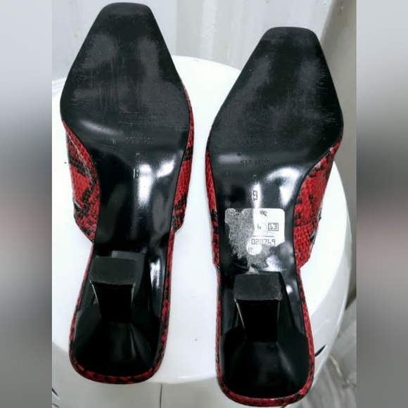 A.Giannetti Leather Python Print Red Mule Heel Shoe Women's Size8🌴 - Picture 5 of 8